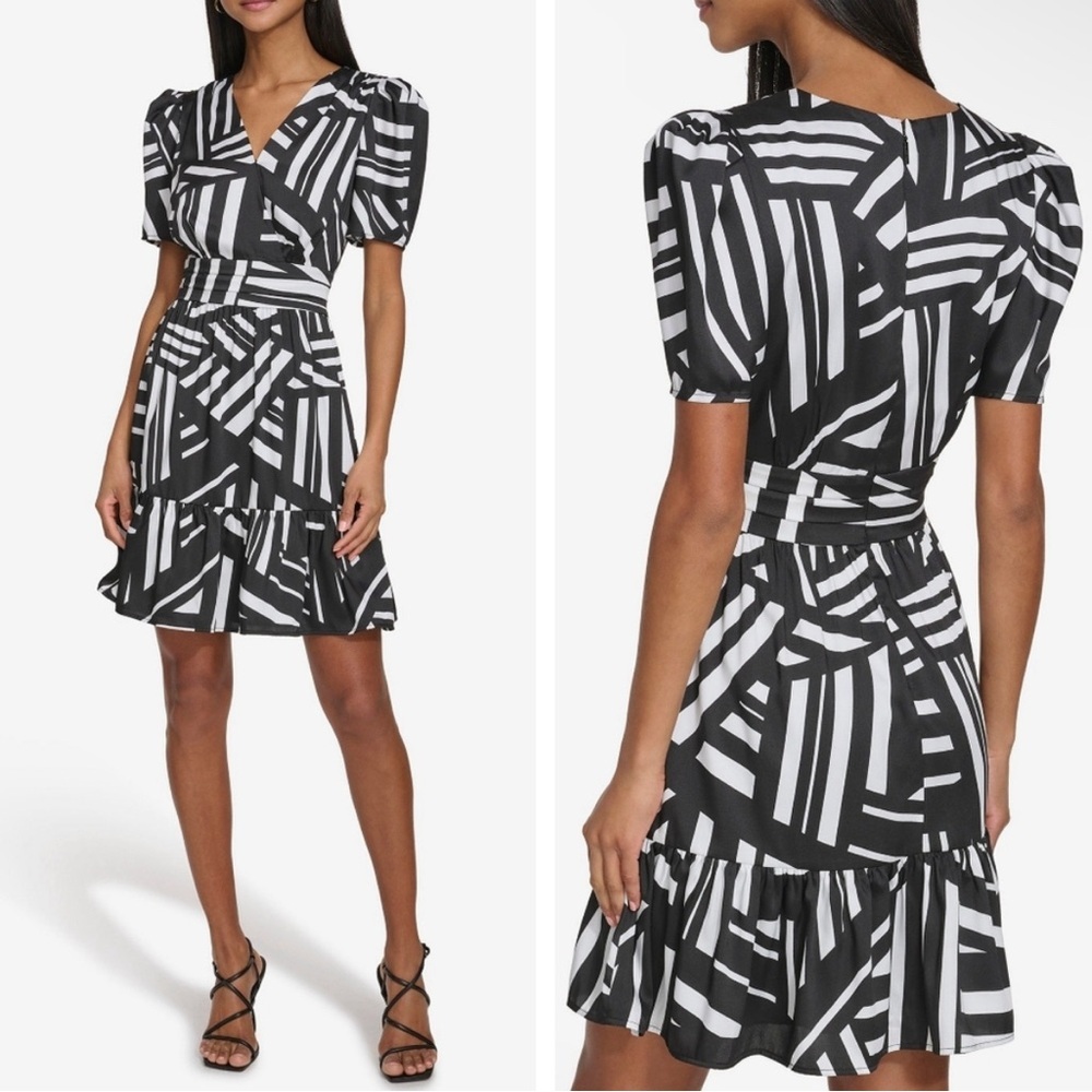 Karl Lagerfeld Paris SHORT SLEEVE SURPLICE MINI DRESS Size 10